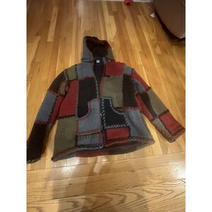 Vintage Switzerland Color block Sweater Zip Up Miz Collection Sz L Boho‎ Nordic